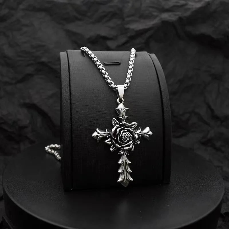 Rose Cross Necklace