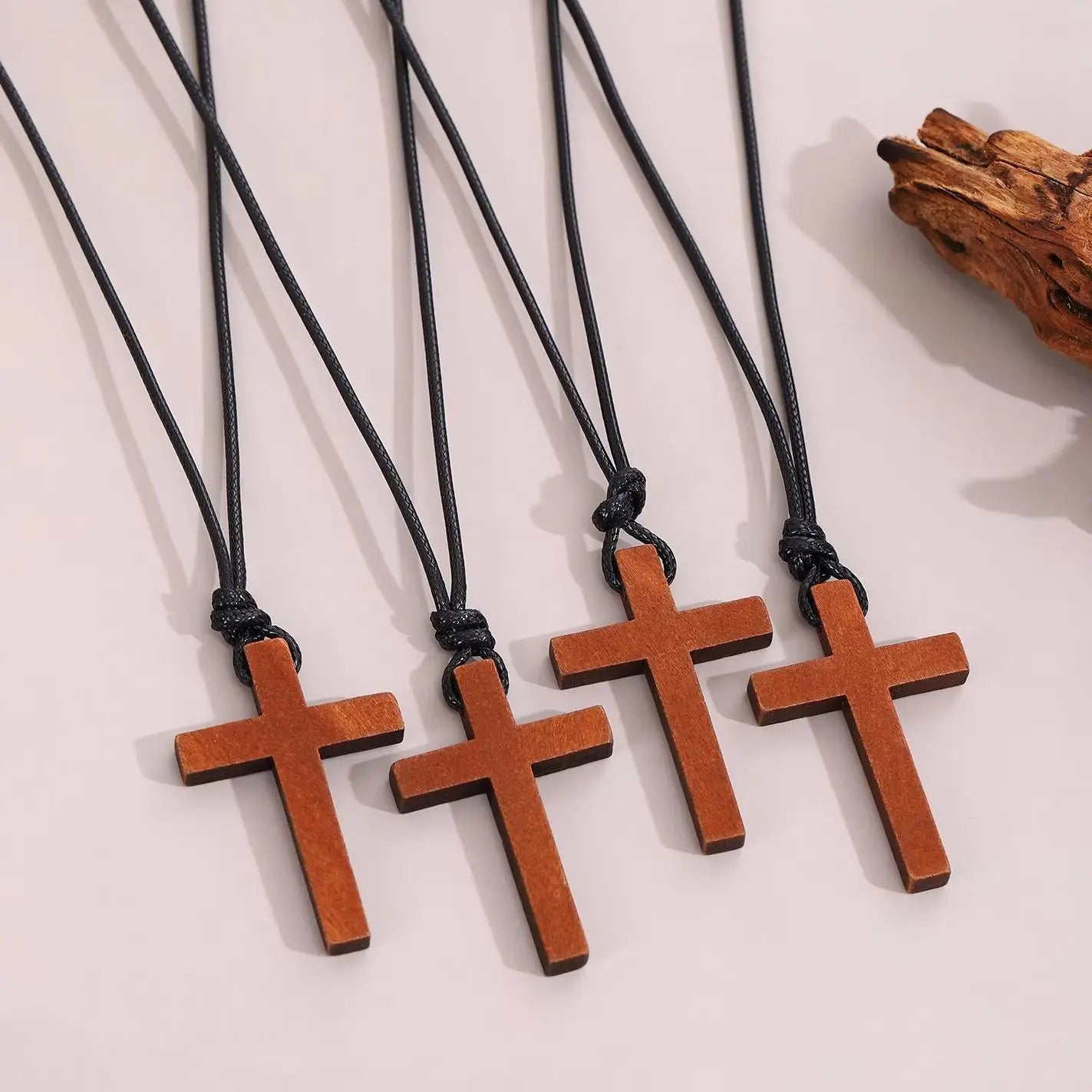 Wooden Cross Pendant Necklace
