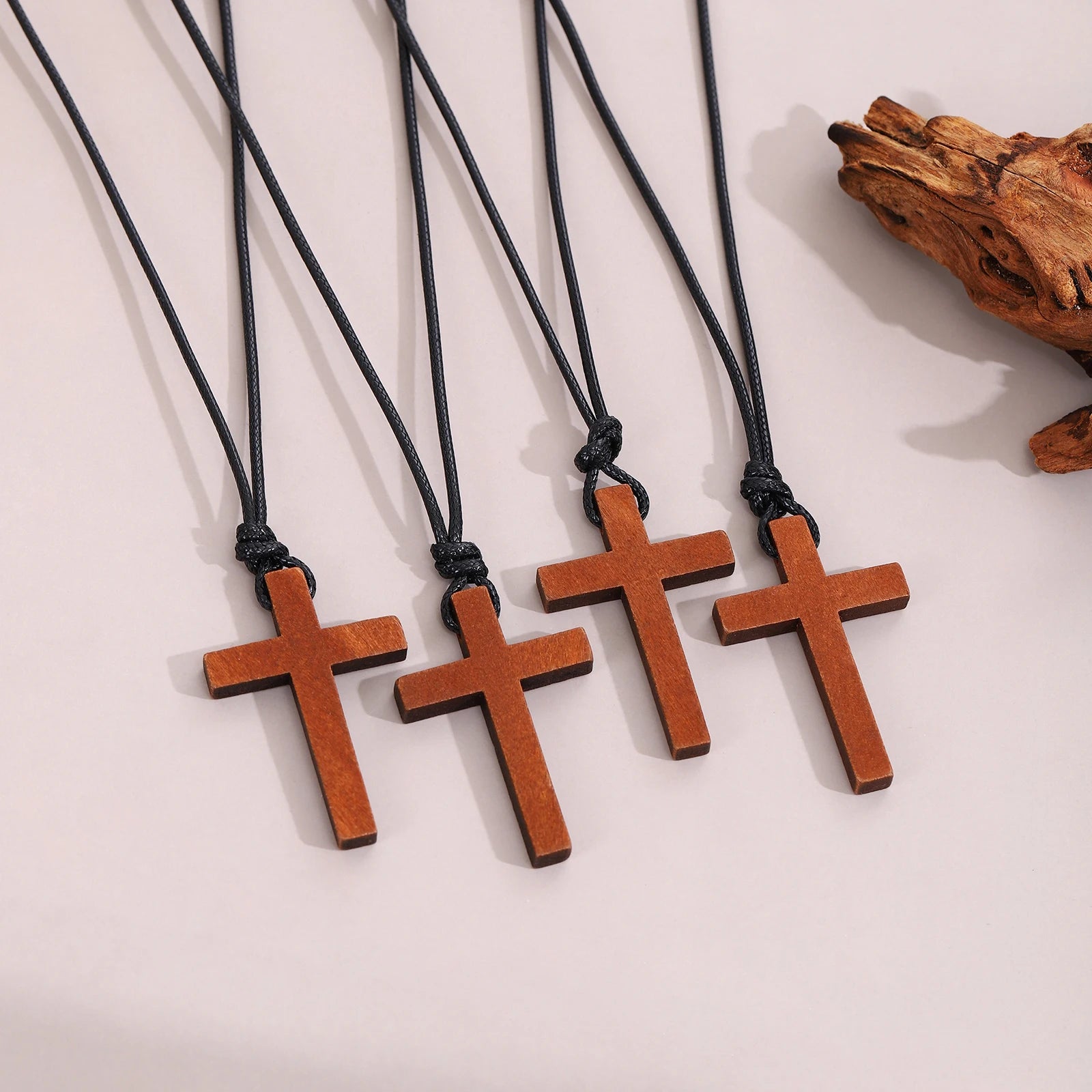 Wooden Cross Pendant Necklace