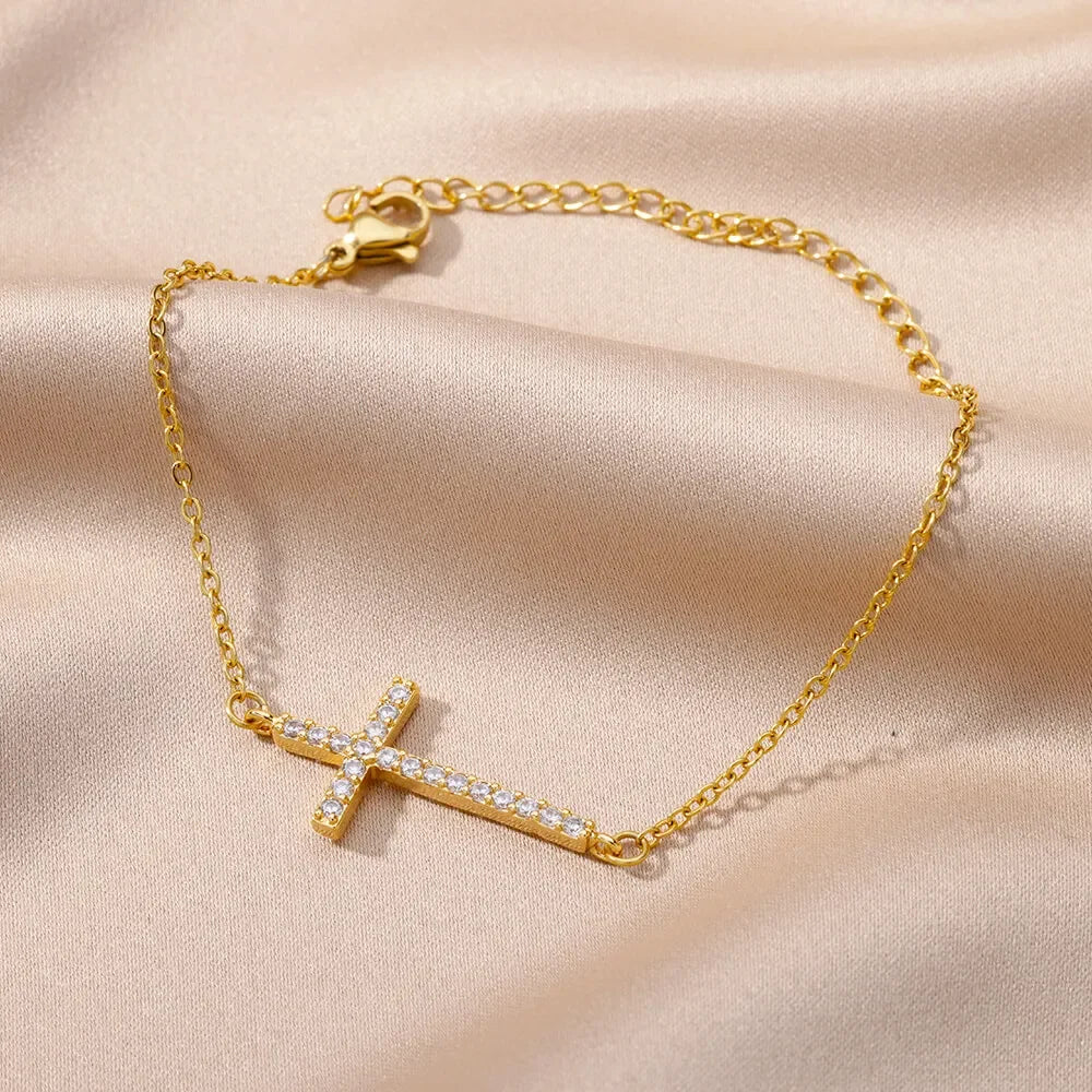 Gemstone Cross Bracelet