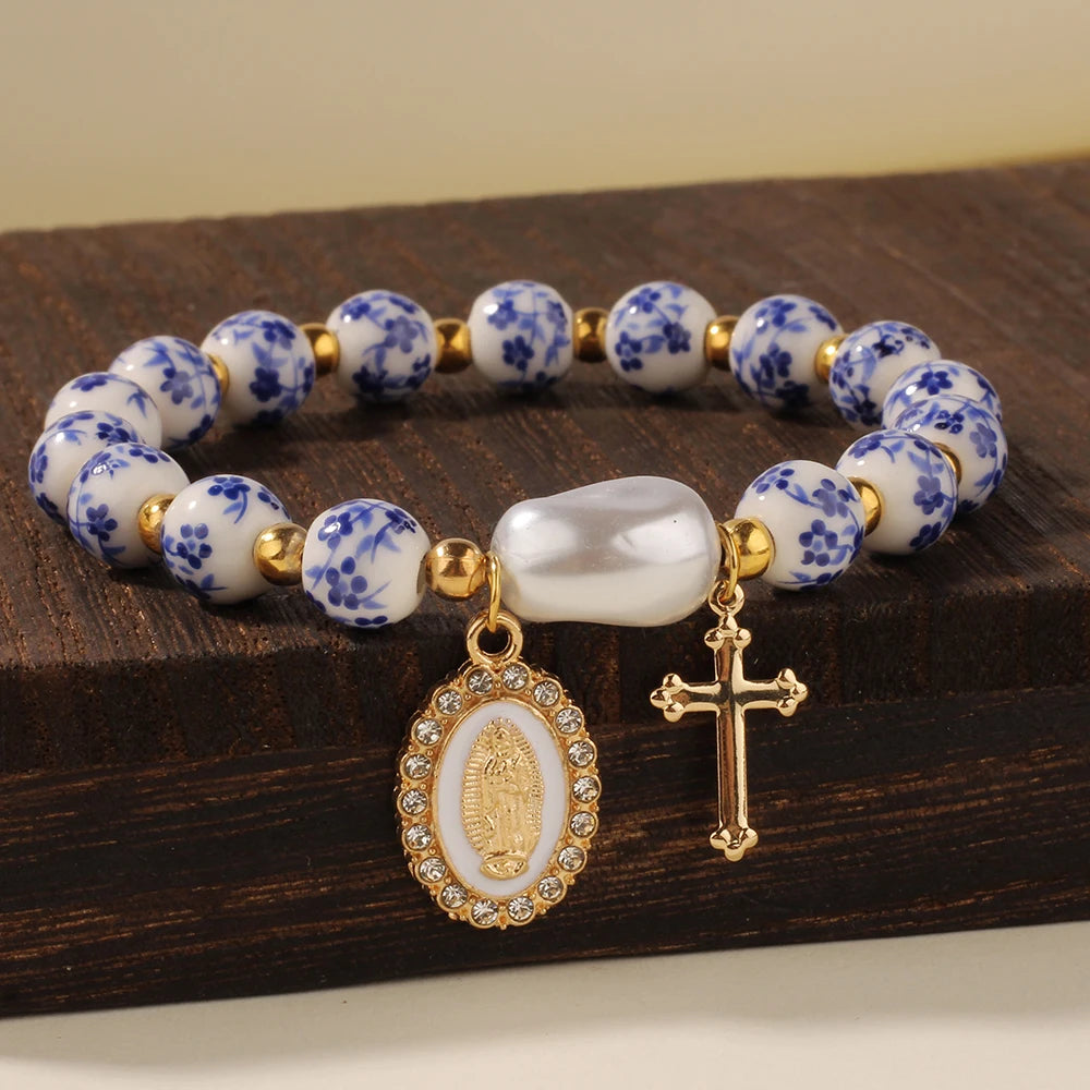 Porcelain Cross Bracelet
