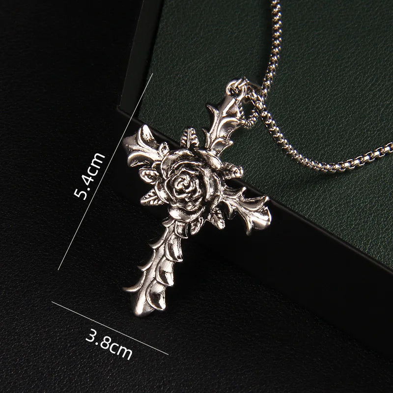 Rose Cross Necklace