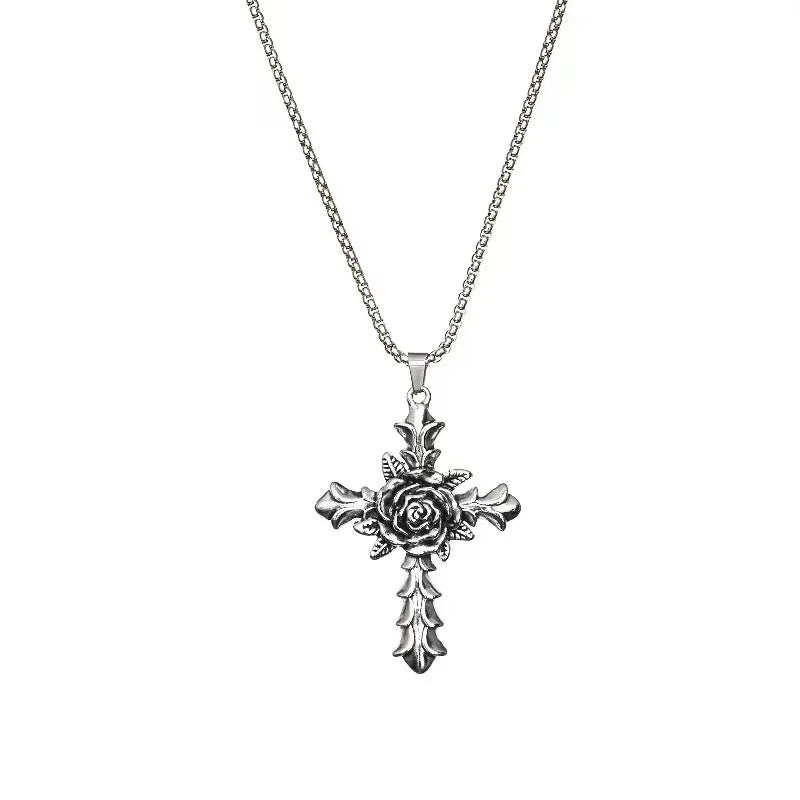 Rose Cross Necklace