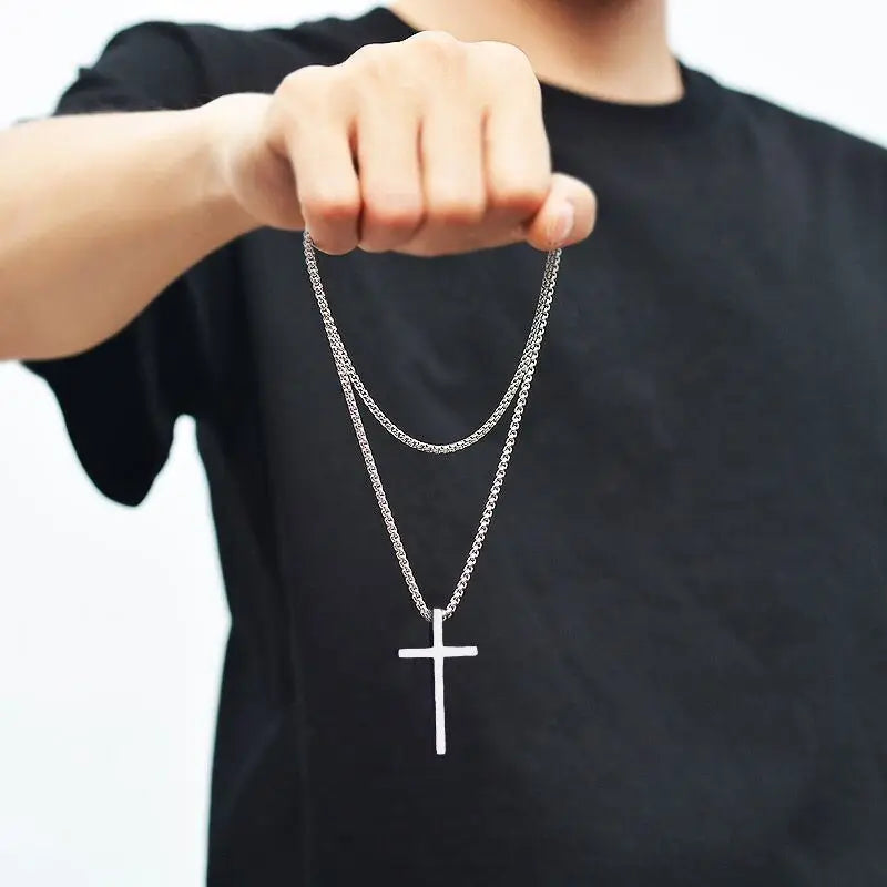 Simple Geometric Cross Pendant Necklace