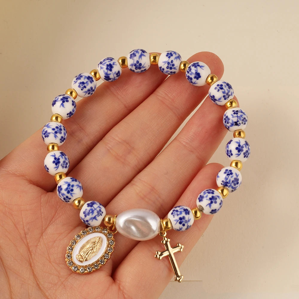 Porcelain Cross Bracelet