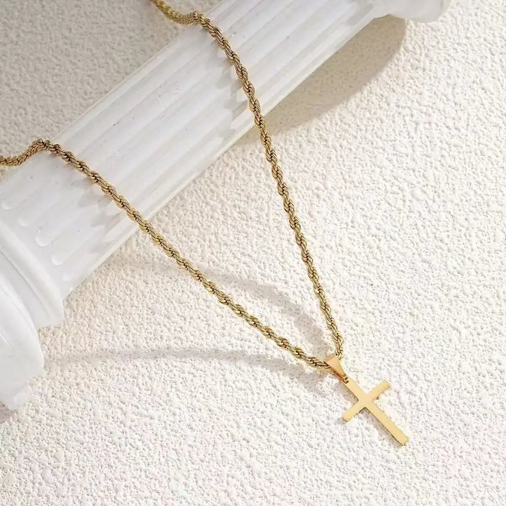 Minimal Cross Necklace