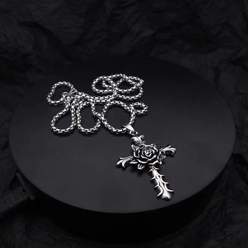 Rose Cross Necklace