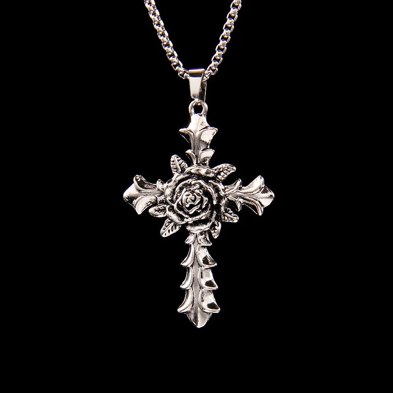 Rose Cross Necklace