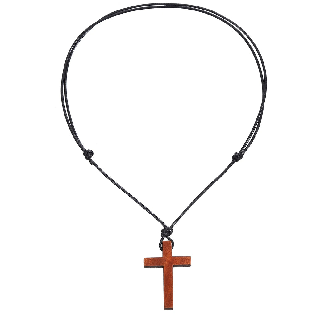 Wooden Cross Pendant Necklace