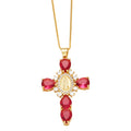 Catholic Colored Stone Cross Necklace