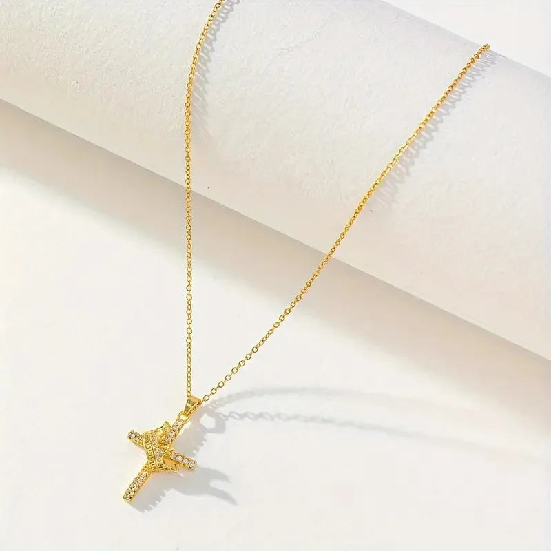 Captured Crown Cross Necklace