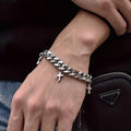 Steel Cuban Cross Bracelet