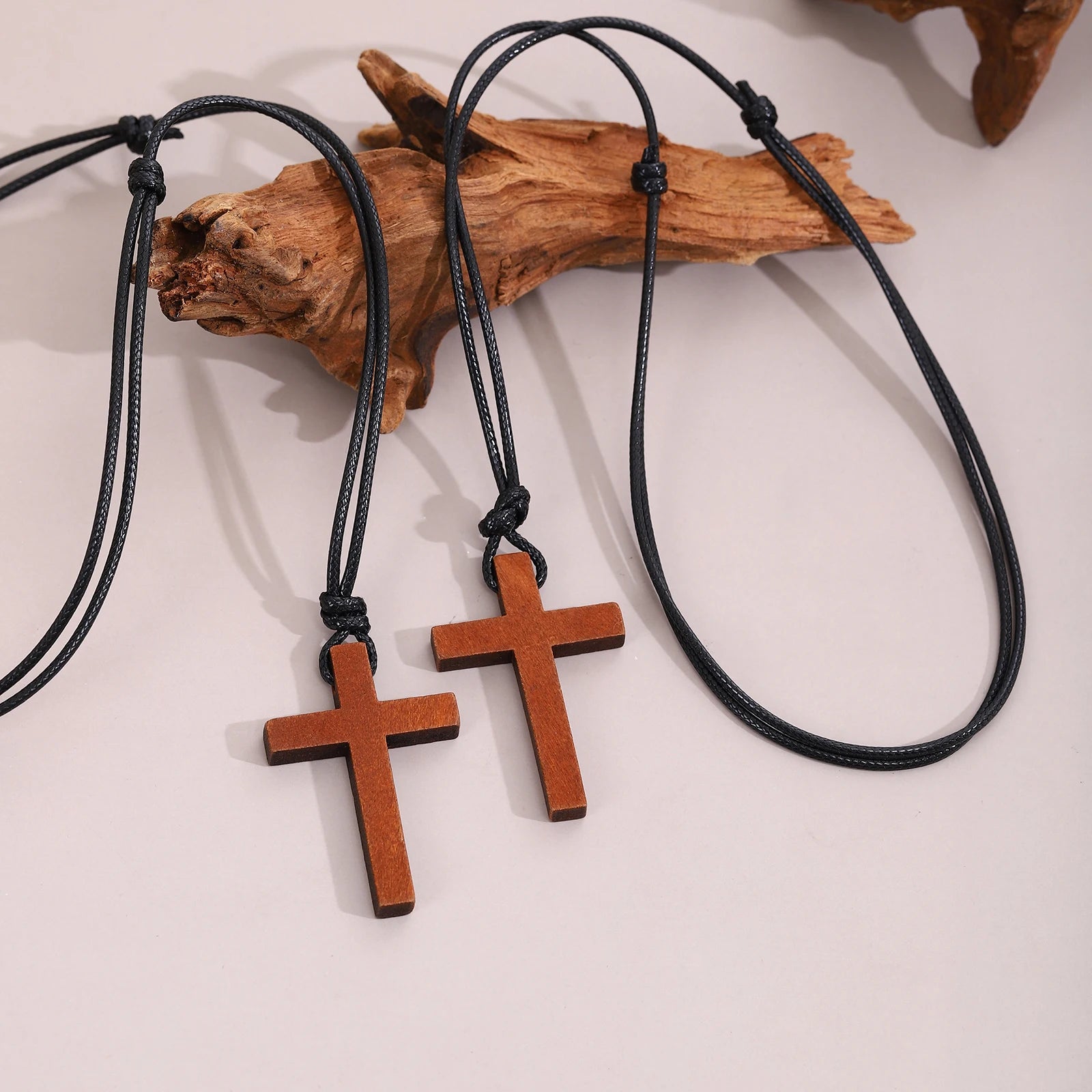 Wooden Cross Pendant Necklace