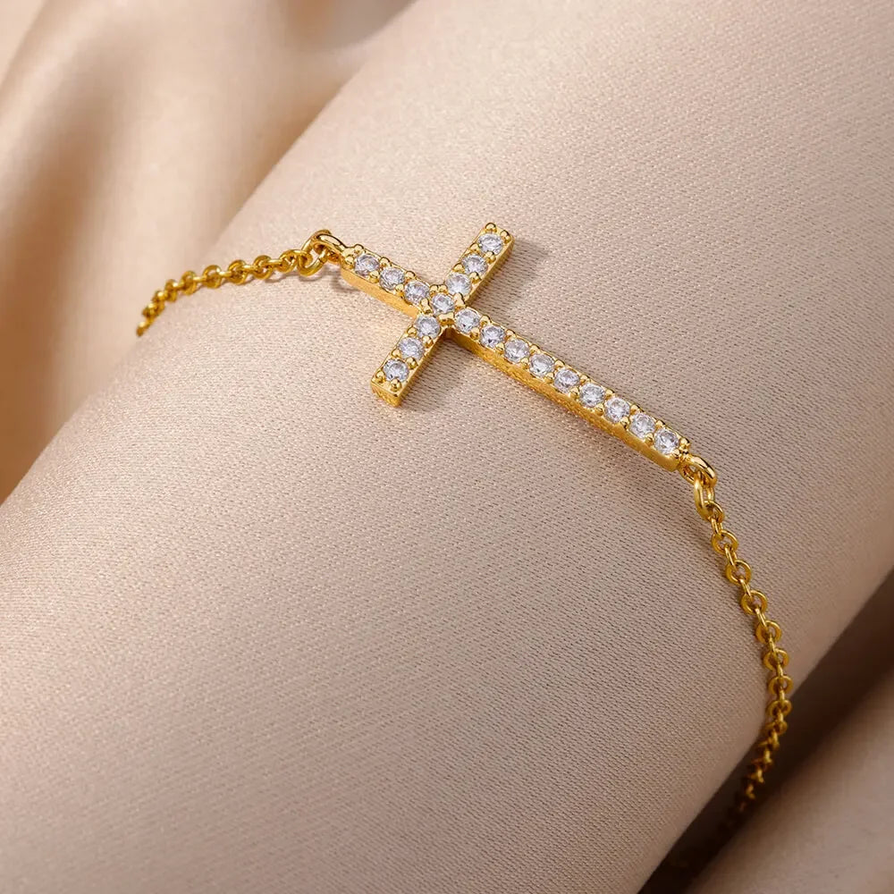 Gemstone Cross Bracelet